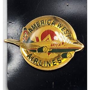 America West Airlines Enamel Jet Promo Single Pin Pinback On Card